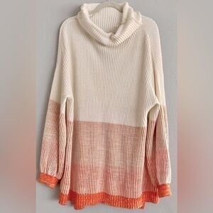 NWOT Soft Surroundings Cowl Neck Cream & Orange Cozy Knit Sweater- XL
